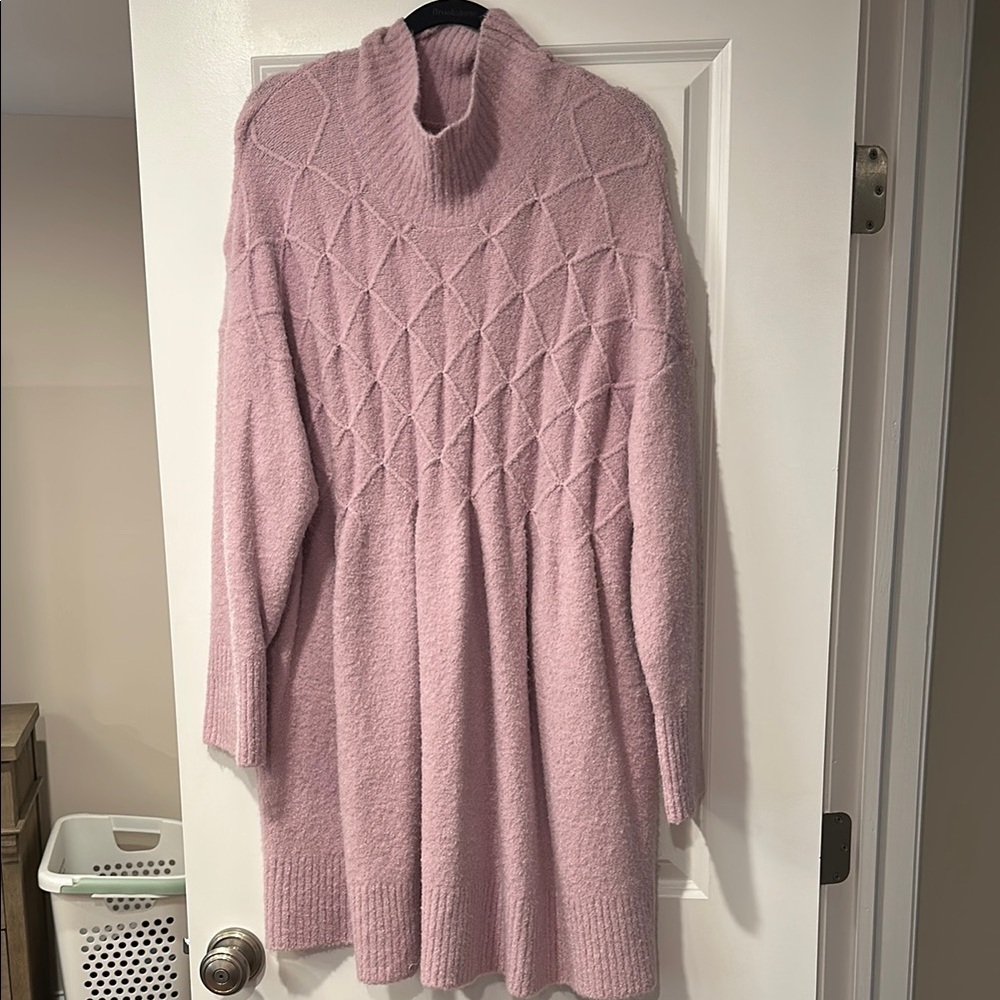 FREE PEOPLE Cozy Pink Turtleneck Sweater